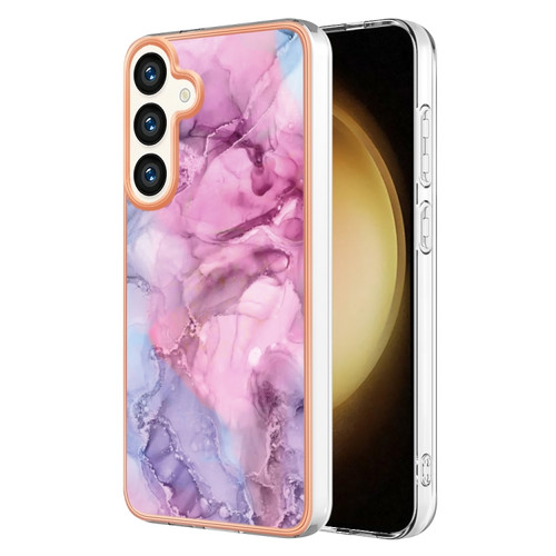 Samsung Galaxy S24 5G Electroplating Marble Dual-side IMD Phone Case - Pink 013
